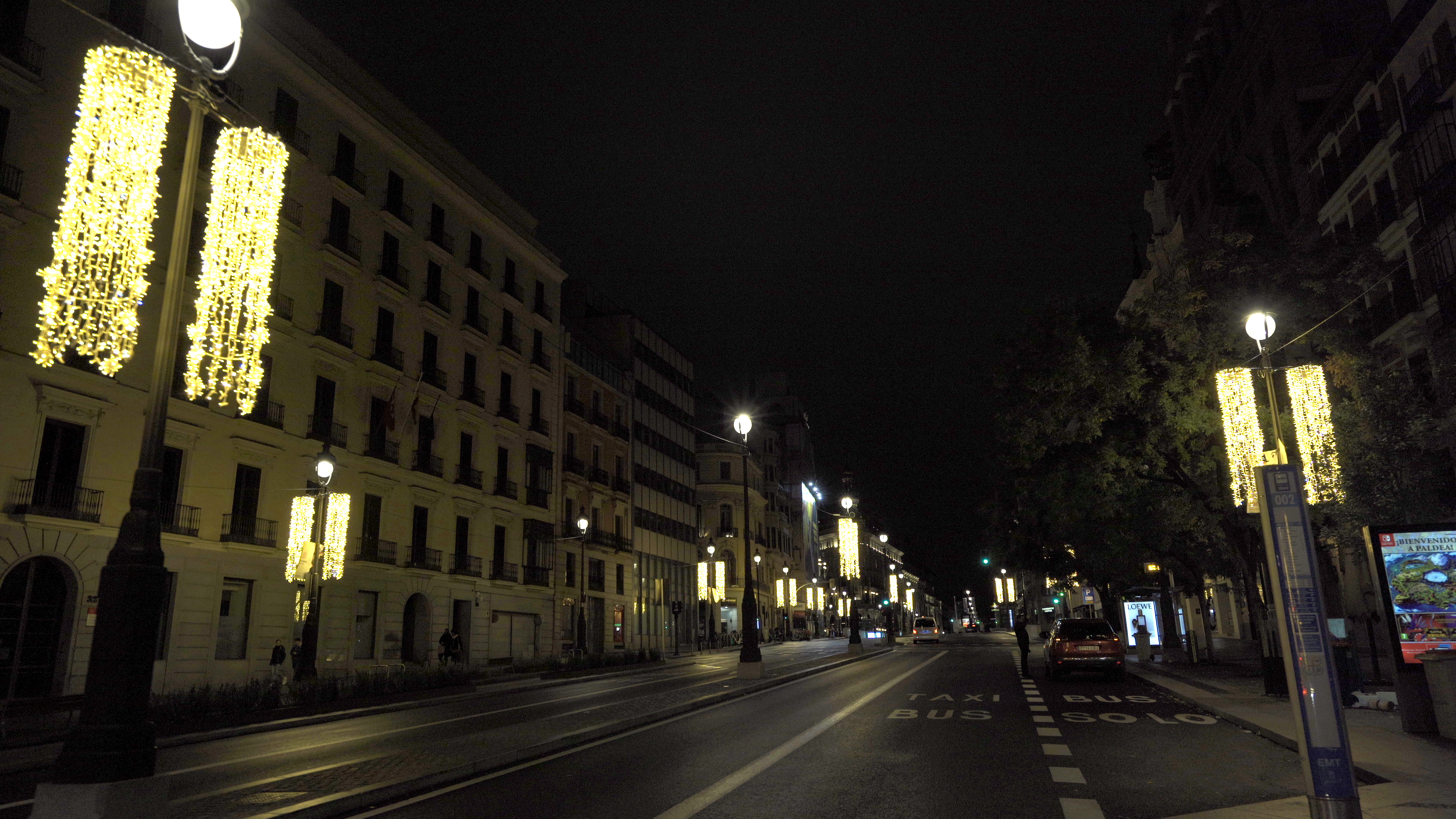 Nueva iluminación de este 2022 en calle Alcalá, entre Cibeles y Sol